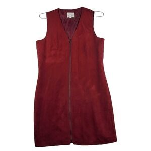 Olive + Oak Mini Dress Women's Small Red Faux Suede Lined Front Zip Cocktail